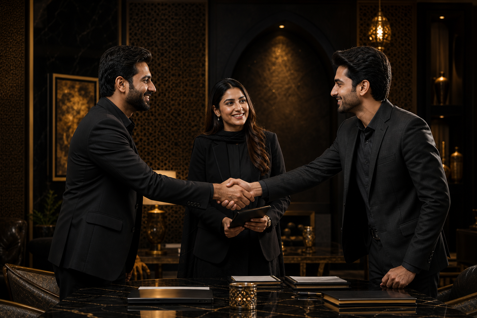Black and gold agency partnership team